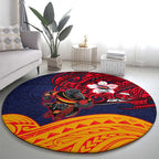 Adelaide Crow Mascot Round Carpet Polynesian Tribal Pattern Bold Island Style