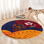 Adelaide Crow Mascot Round Carpet Polynesian Tribal Pattern Bold Island Style