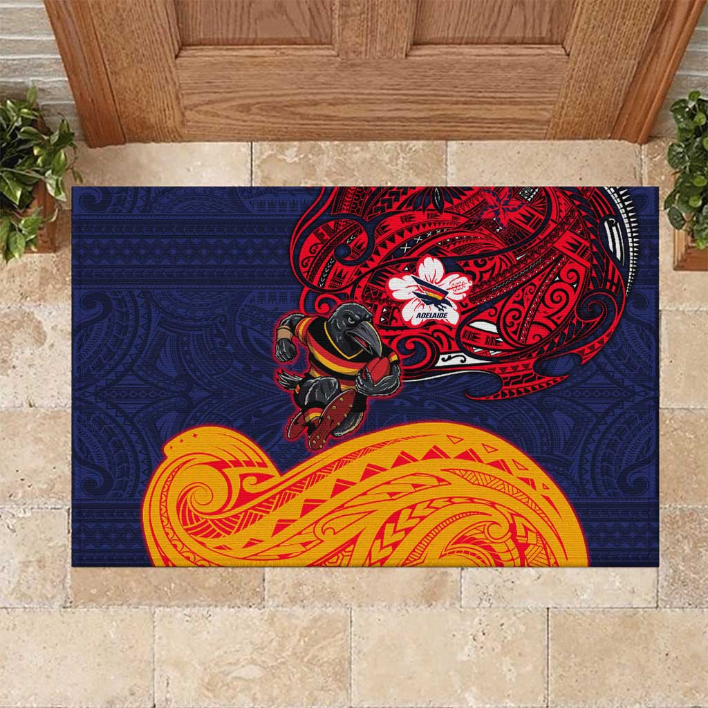 Adelaide Crow Mascot Rubber Doormat Polynesian Tribal Pattern Bold Island Style