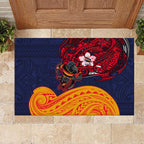 Adelaide Crow Mascot Rubber Doormat Polynesian Tribal Pattern Bold Island Style