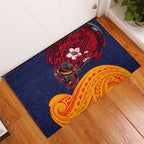Adelaide Crow Mascot Rubber Doormat Polynesian Tribal Pattern Bold Island Style