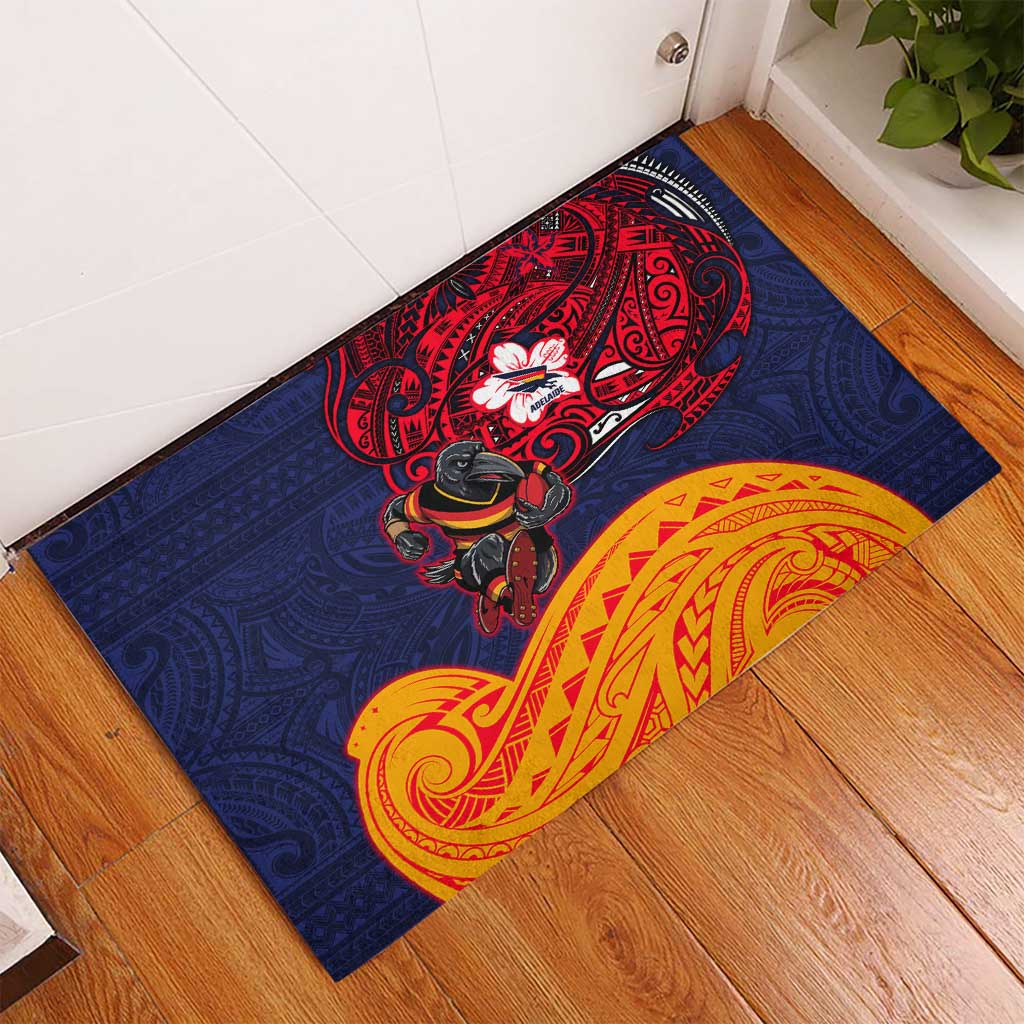 Adelaide Crow Mascot Rubber Doormat Polynesian Tribal Pattern Bold Island Style