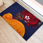 Adelaide Crow Mascot Rubber Doormat Polynesian Tribal Pattern Bold Island Style