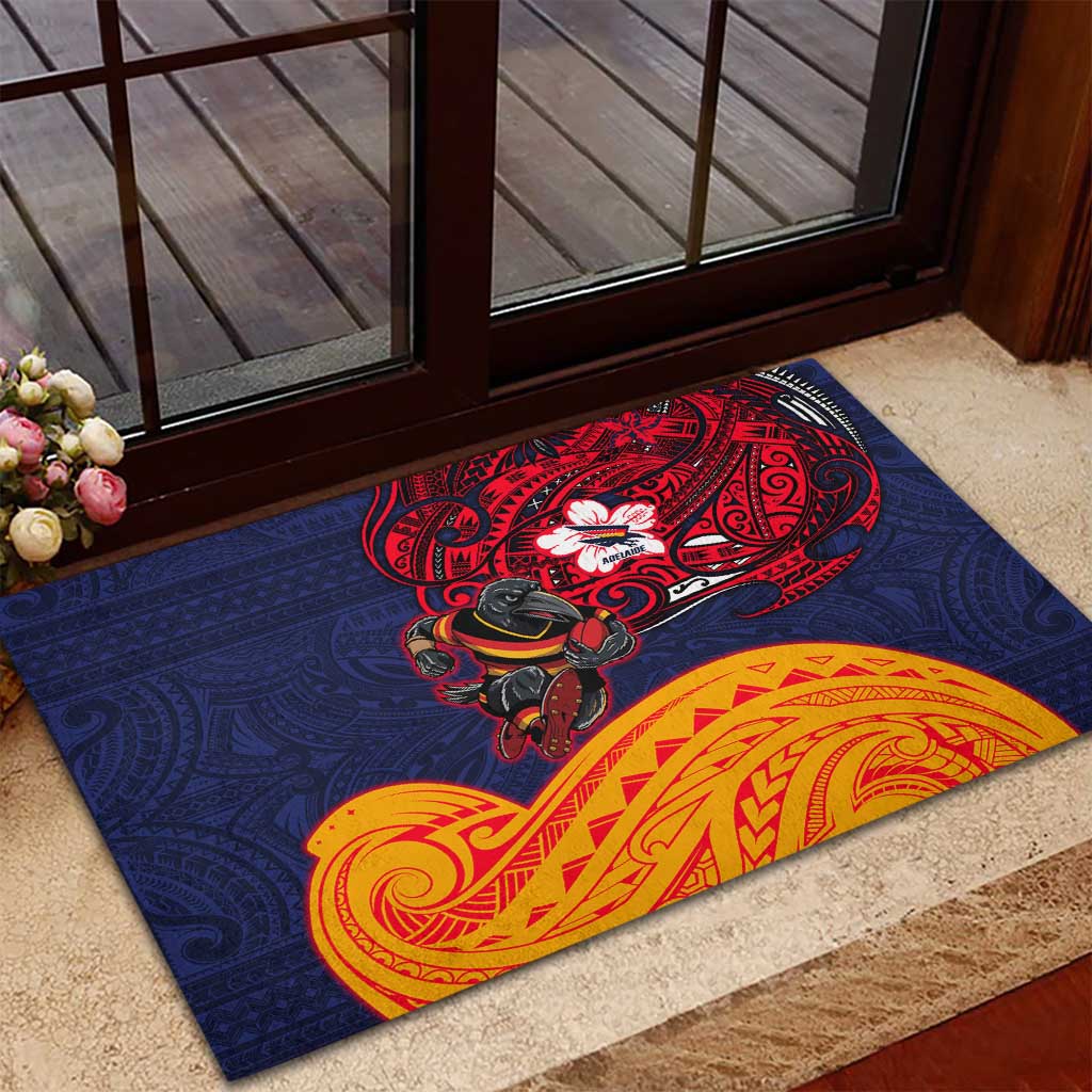 Adelaide Crow Mascot Rubber Doormat Polynesian Tribal Pattern Bold Island Style