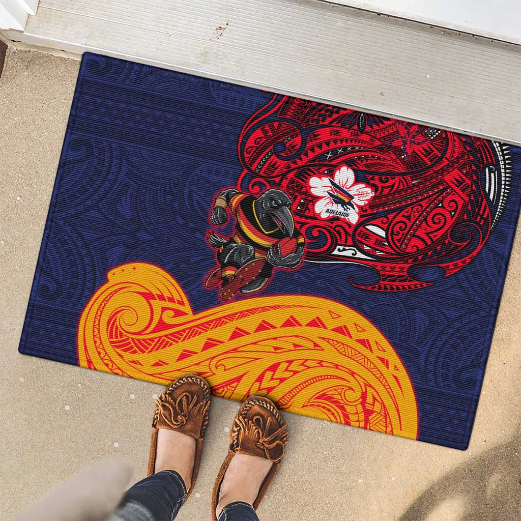 Adelaide Crow Mascot Rubber Doormat Polynesian Tribal Pattern Bold Island Style
