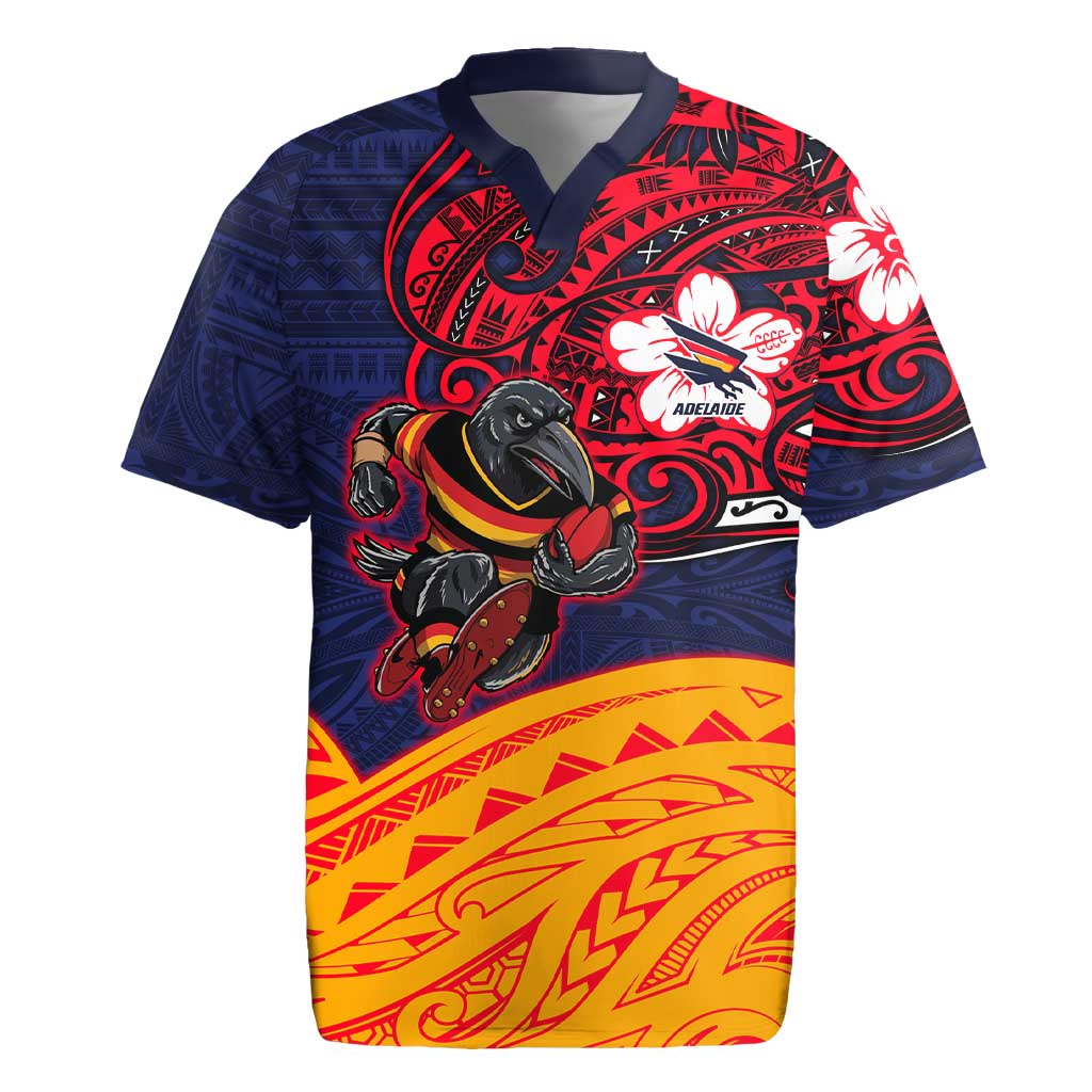 Adelaide Crow Mascot Rugby Jersey Polynesian Tribal Pattern Bold Island Style
