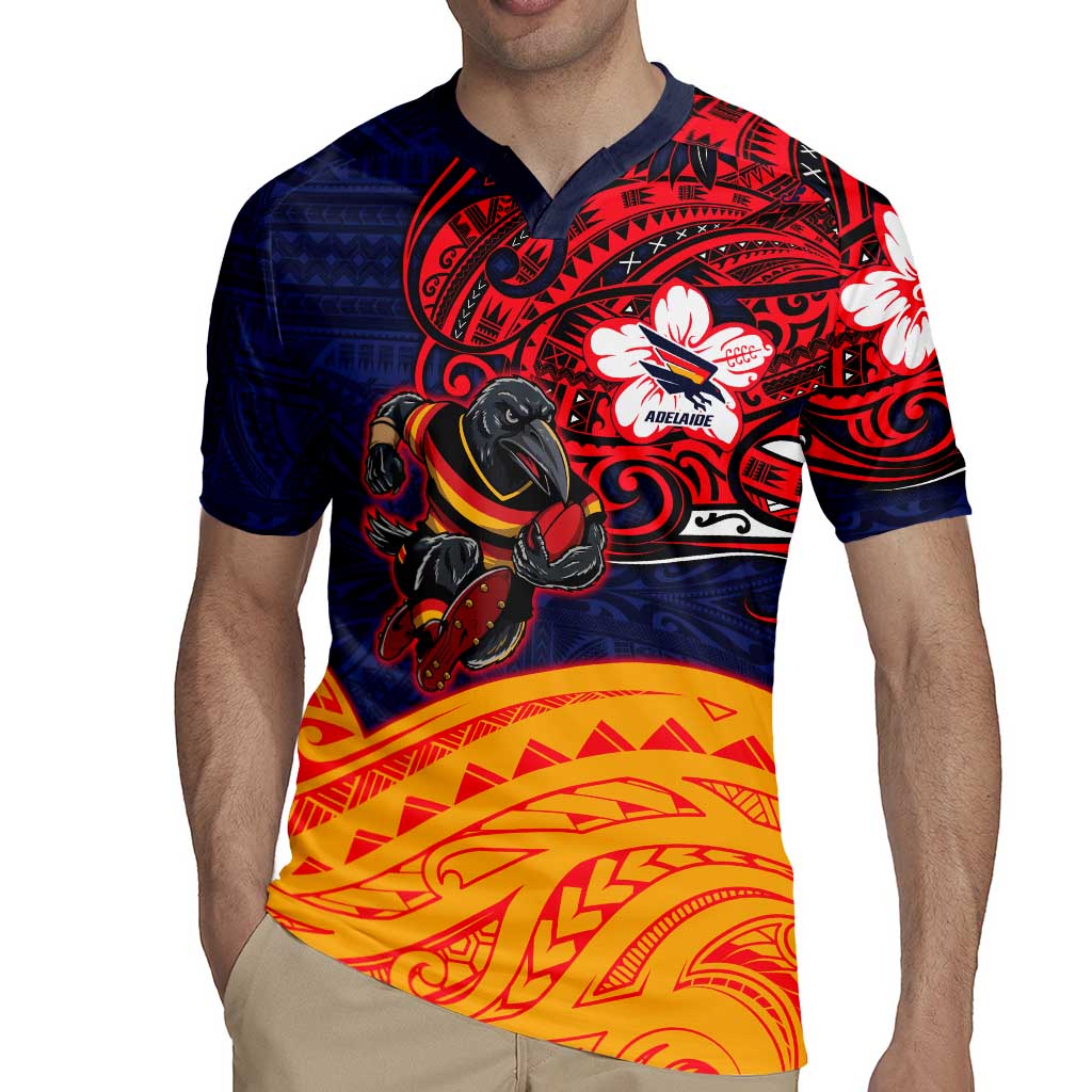 Adelaide Crow Mascot Rugby Jersey Polynesian Tribal Pattern Bold Island Style