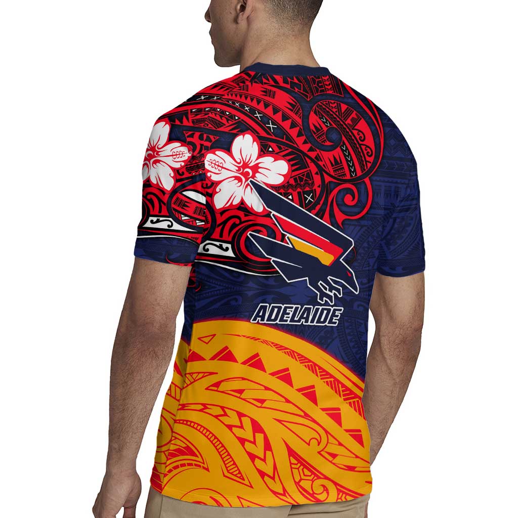 Adelaide Crow Mascot Rugby Jersey Polynesian Tribal Pattern Bold Island Style