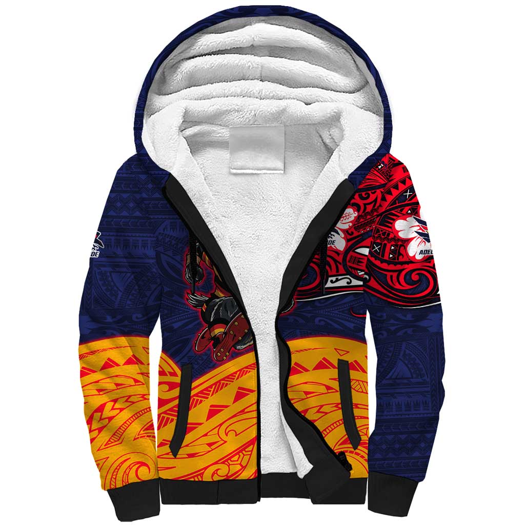 Adelaide Crow Mascot Sherpa Hoodie Polynesian Tribal Pattern Bold Island Style