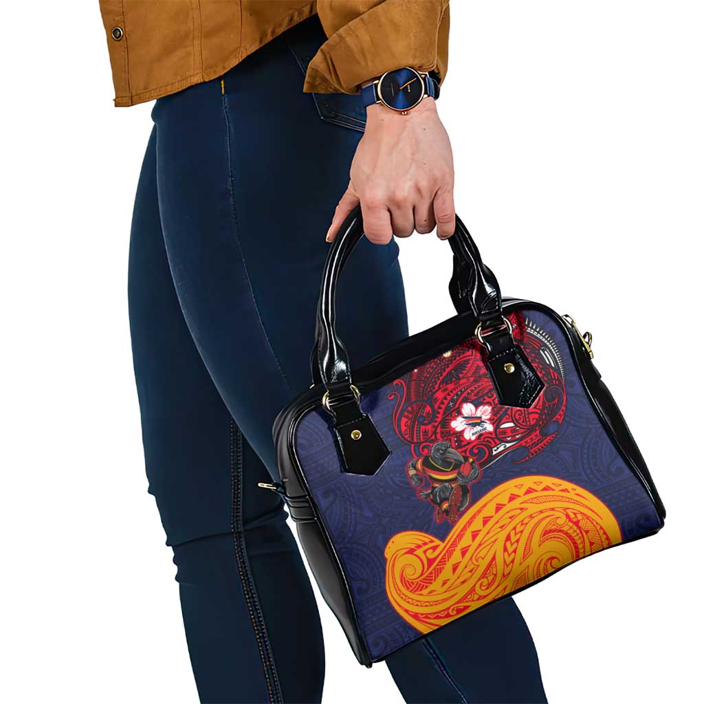 Adelaide Crow Mascot Shoulder Handbag Polynesian Tribal Pattern Bold Island Style