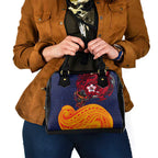 Adelaide Crow Mascot Shoulder Handbag Polynesian Tribal Pattern Bold Island Style
