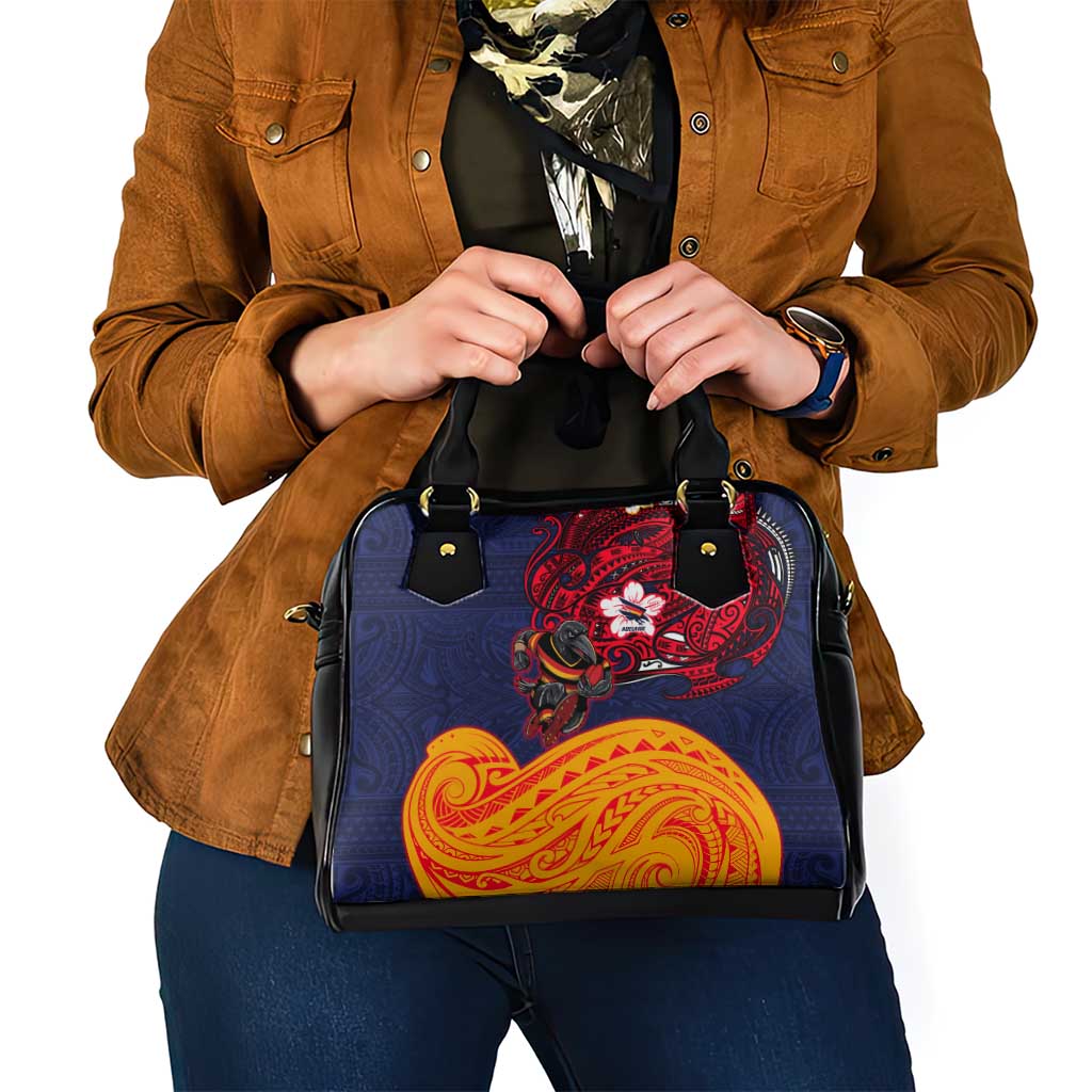 Adelaide Crow Mascot Shoulder Handbag Polynesian Tribal Pattern Bold Island Style