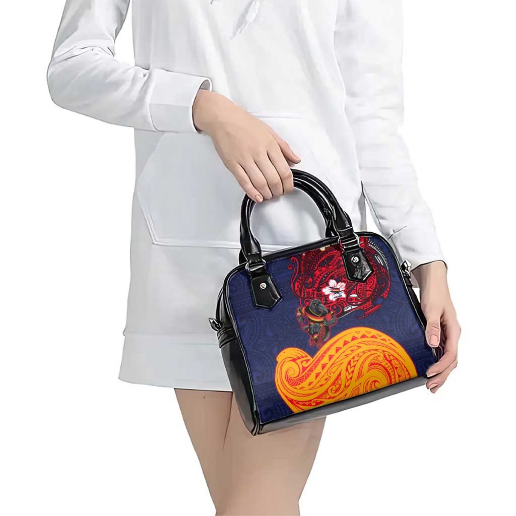 Adelaide Crow Mascot Shoulder Handbag Polynesian Tribal Pattern Bold Island Style
