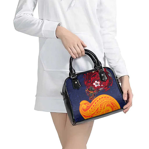 Adelaide Crow Mascot Shoulder Handbag Polynesian Tribal Pattern Bold Island Style