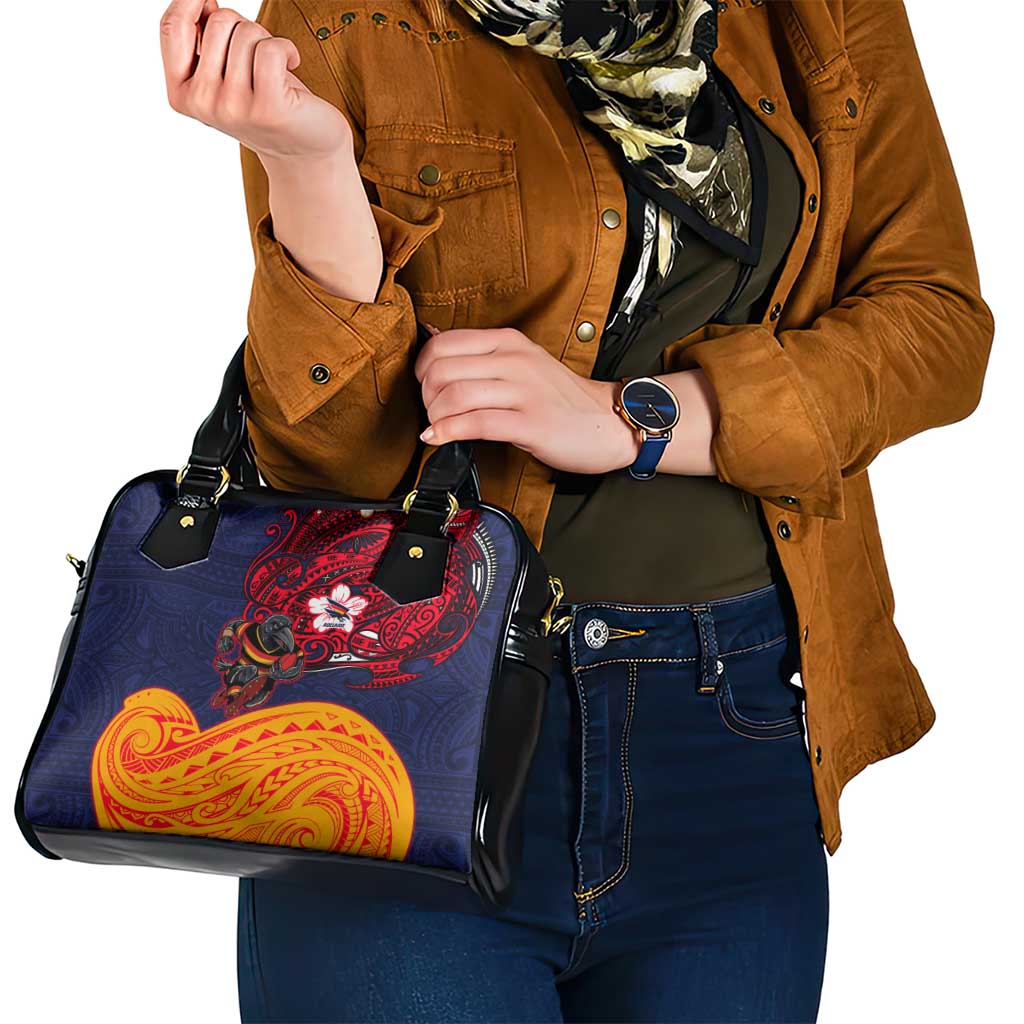 Adelaide Crow Mascot Shoulder Handbag Polynesian Tribal Pattern Bold Island Style
