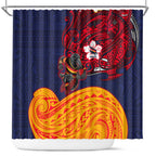 Adelaide Crow Mascot Shower Curtain Polynesian Tribal Pattern Bold Island Style
