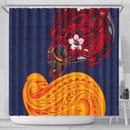 Adelaide Crow Mascot Shower Curtain Polynesian Tribal Pattern Bold Island Style