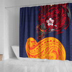 Adelaide Crow Mascot Shower Curtain Polynesian Tribal Pattern Bold Island Style