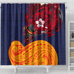 Adelaide Crow Mascot Shower Curtain Polynesian Tribal Pattern Bold Island Style