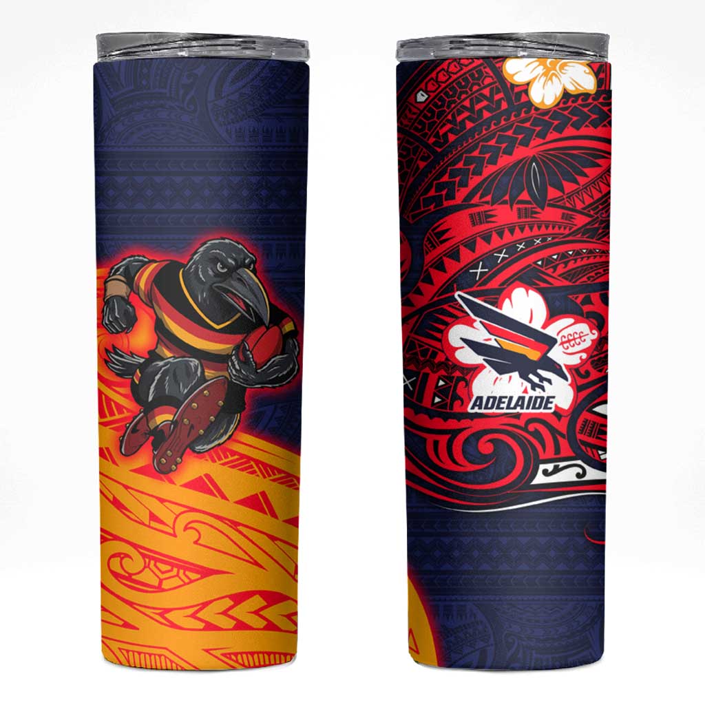Adelaide Crow Mascot Skinny Tumbler Polynesian Tribal Pattern Bold Island Style
