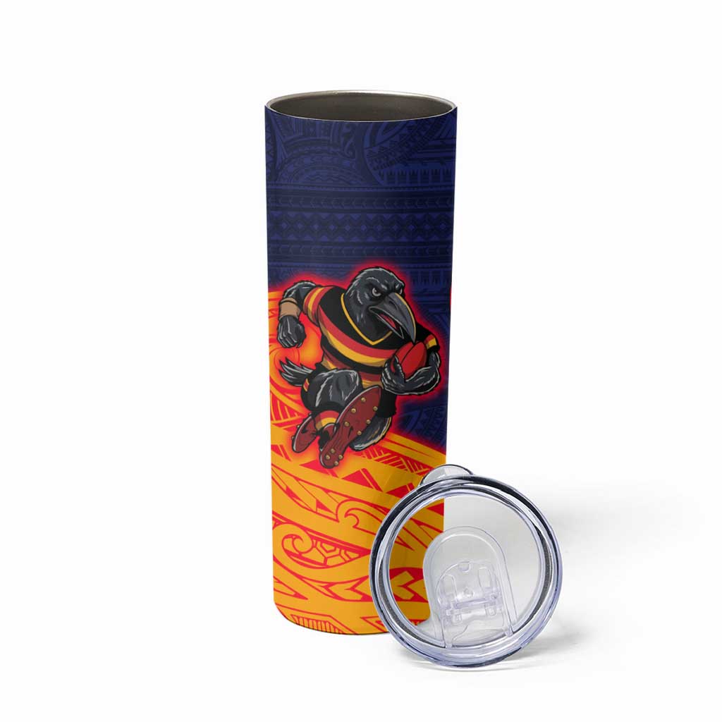 Adelaide Crow Mascot Skinny Tumbler Polynesian Tribal Pattern Bold Island Style