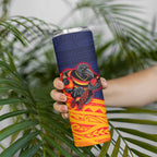 Adelaide Crow Mascot Skinny Tumbler Polynesian Tribal Pattern Bold Island Style