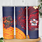 Adelaide Crow Mascot Skinny Tumbler Polynesian Tribal Pattern Bold Island Style