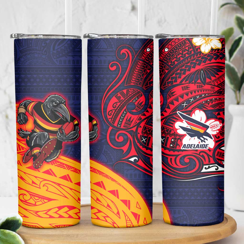 Adelaide Crow Mascot Skinny Tumbler Polynesian Tribal Pattern Bold Island Style