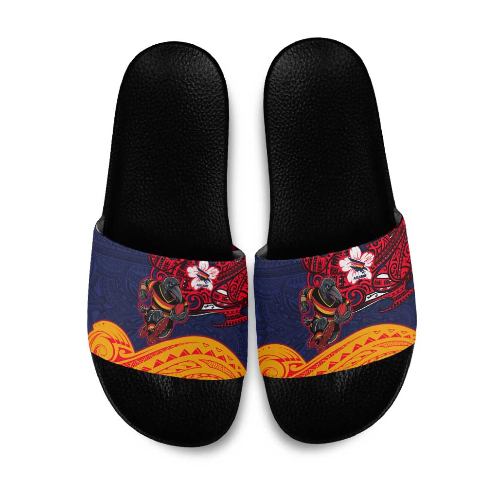 Adelaide Crow Mascot Slide Sandals Polynesian Tribal Pattern Bold Island Style