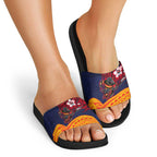 Adelaide Crow Mascot Slide Sandals Polynesian Tribal Pattern Bold Island Style