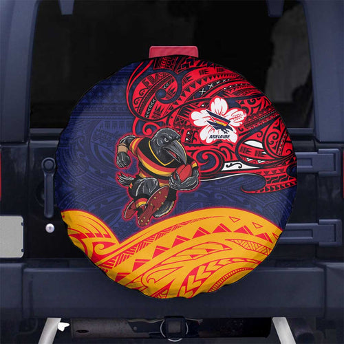 Adelaide Crow Mascot Spare Tire Cover Polynesian Tribal Pattern Bold Island Style