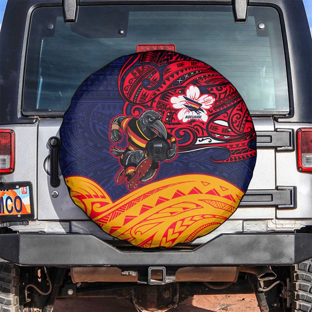 Adelaide Crow Mascot Spare Tire Cover Polynesian Tribal Pattern Bold Island Style