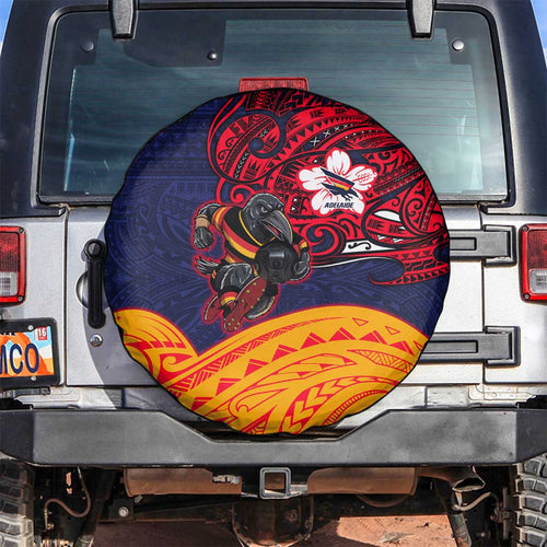 Adelaide Crow Mascot Spare Tire Cover Polynesian Tribal Pattern Bold Island Style