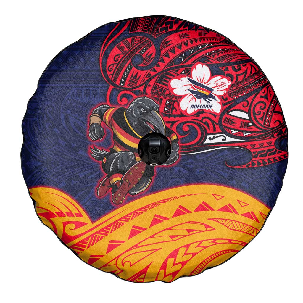 Adelaide Crow Mascot Spare Tire Cover Polynesian Tribal Pattern Bold Island Style