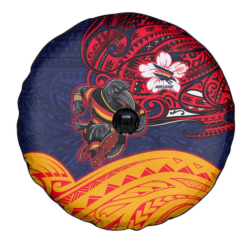 Adelaide Crow Mascot Spare Tire Cover Polynesian Tribal Pattern Bold Island Style