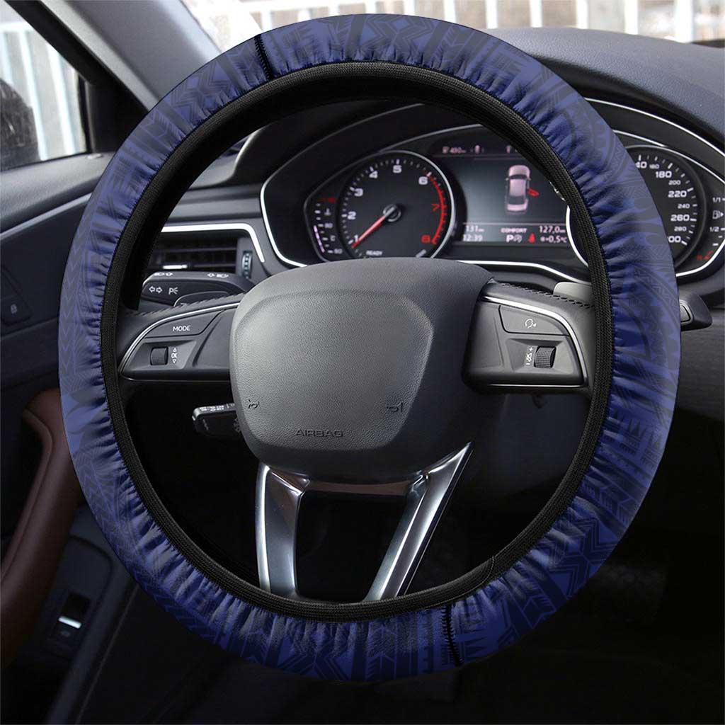 Adelaide Crow Mascot Steering Wheel Cover Polynesian Tribal Pattern Bold Island Style