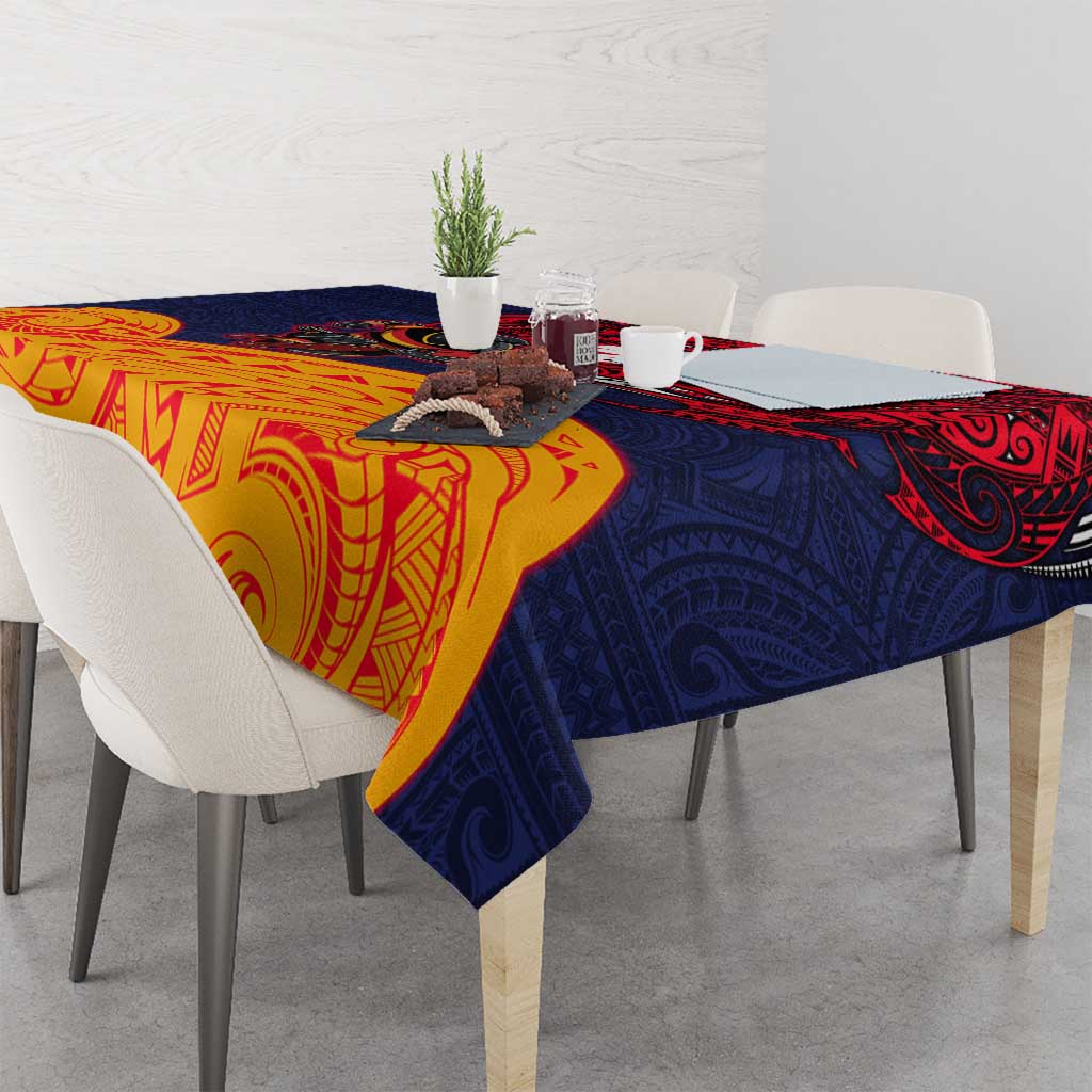 Adelaide Crow Mascot Tablecloth Polynesian Tribal Pattern Bold Island Style