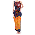 Adelaide Crow Mascot Tank Maxi Dress Polynesian Tribal Pattern Bold Island Style