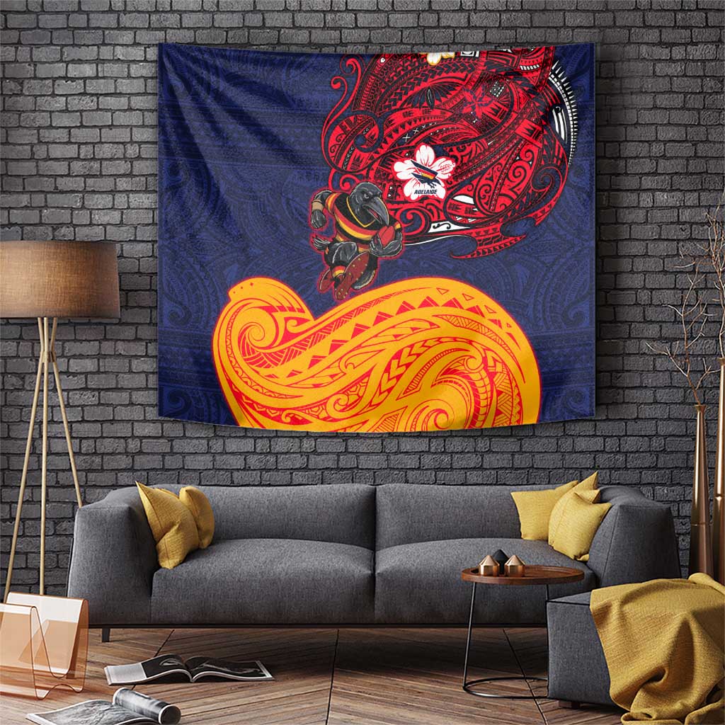 Adelaide Crow Mascot Tapestry Polynesian Tribal Pattern Bold Island Style