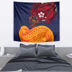Adelaide Crow Mascot Tapestry Polynesian Tribal Pattern Bold Island Style
