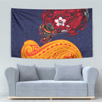 Adelaide Crow Mascot Tapestry Polynesian Tribal Pattern Bold Island Style