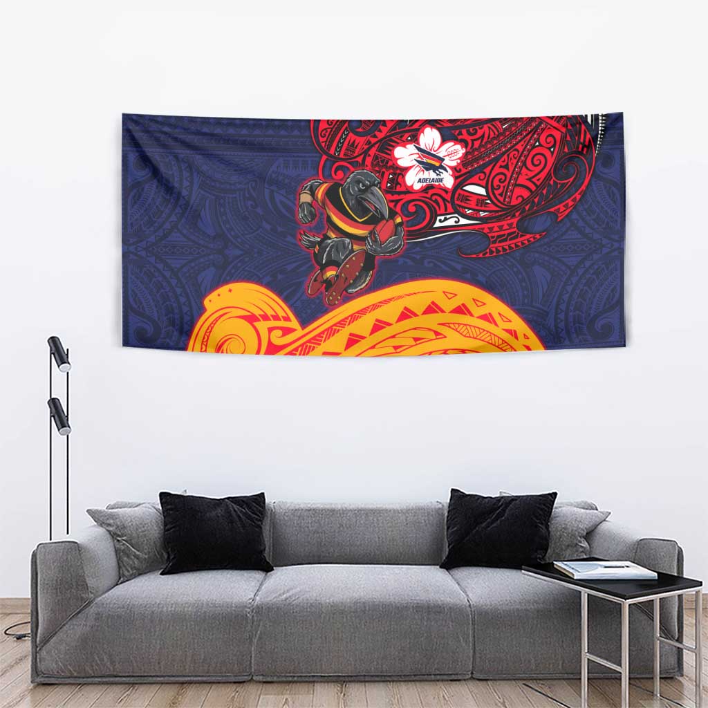 Adelaide Crow Mascot Tapestry Polynesian Tribal Pattern Bold Island Style