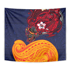 Adelaide Crow Mascot Tapestry Polynesian Tribal Pattern Bold Island Style