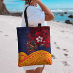 Adelaide Crow Mascot Tote Bag Polynesian Tribal Pattern Bold Island Style