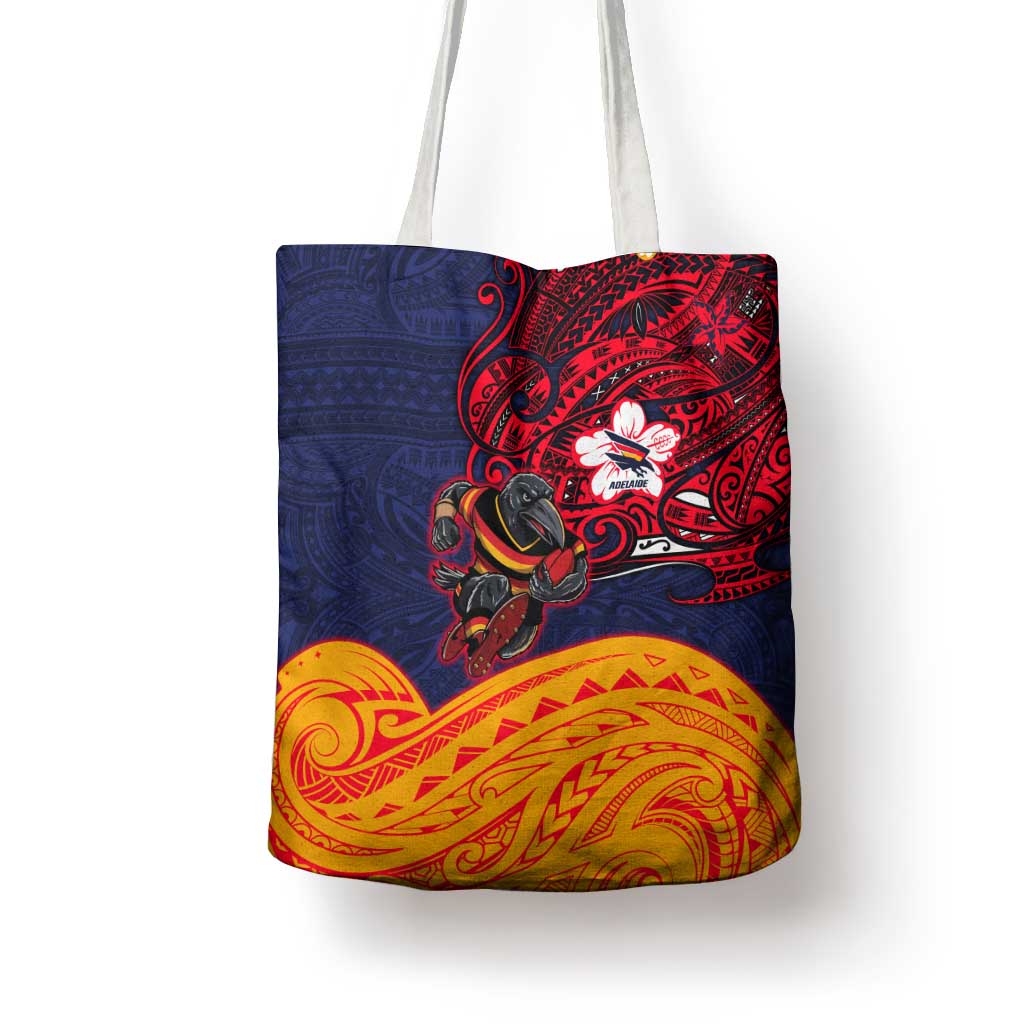 Adelaide Crow Mascot Tote Bag Polynesian Tribal Pattern Bold Island Style