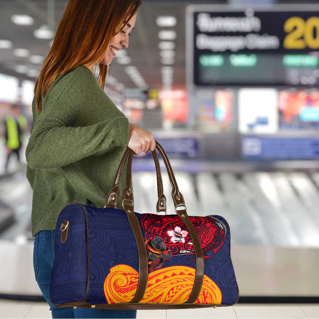 Adelaide Crow Mascot Travel Bag Polynesian Tribal Pattern Bold Island Style