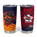 Adelaide Crow Mascot Tumbler Cup Polynesian Tribal Pattern Bold Island Style
