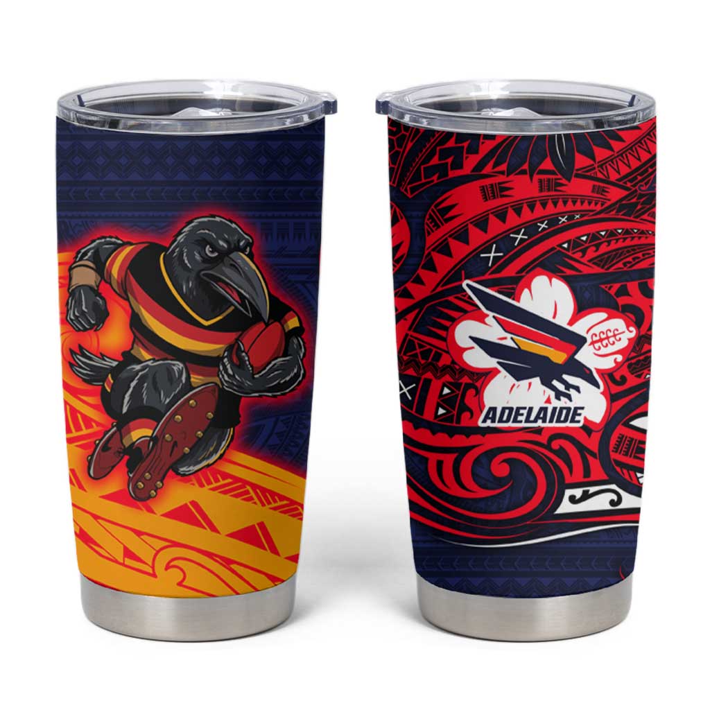 Adelaide Crow Mascot Tumbler Cup Polynesian Tribal Pattern Bold Island Style