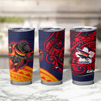 Adelaide Crow Mascot Tumbler Cup Polynesian Tribal Pattern Bold Island Style