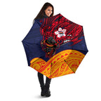 Adelaide Crow Mascot Umbrella Polynesian Tribal Pattern Bold Island Style